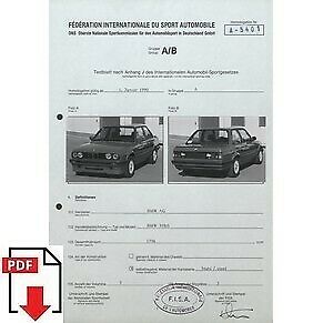1990 BMW 318iS FIA homologation form PDF download